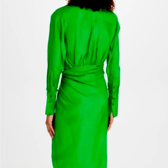 NWT Gauge81 long sleeve green asymmetrical wrap dress cuff sleeves women’s xs - Picture 2 of 7